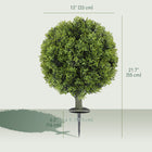 HOMCOM 21.7" Artificial Boxwood Topiary Balls with Ground Stake - Green - 2 Pack-Effortless care eliminates need for watering, pruning, or maintenance 