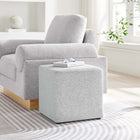 Modway Callum 17" Square Woven Heathered Fabric Upholstered Ottoman - Heathered Weave/Light Grey-Non-Marking Foot Glides