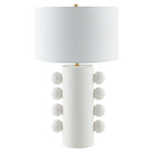Hudson&Canal - Lampe de table Jurrah 27" en céramique avec abat-jour en tissu - Blanc mat/blanc-Design moderne pour votre salon, votre espace de travail ou votre table de chevet