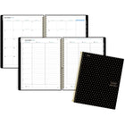 Five Star Academic Style Triangle Weekly/Monthly Planner - 11" x 9" - Black & Gold - Bilingual-Strong coil binding