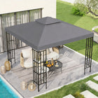 Outsunny 10' L x 10' W Square 2-Tier Gazebo Canopy Replacement Top Cover - Dark Grey-Lightweight and portable