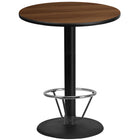 Flash Furniture Dessus de table rond de 36 po en stratifié de noyer avec anneau de pied-Table d'hospitalité à hauteur de bar