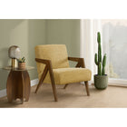 Monarch Specialties - Chaise d'Appoint Moderne du Milieu du Siècle Rembourré 30"H Avec des Pieds en Noyer Massif - Tissu Jaune-Construit avec un cadre en bois d'ingénierie solide et soutenu par des pieds en bois massif, ce fauteuil offre une structure robuste et une durabilité fiable pour un usage quotidien.