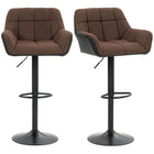 HOMCOM - Tabourets de bar pivotants réglables en tissu capitonné - brun - paquet de 2-Livré en lot de 2 pour un look assorti 
