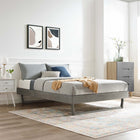 Modway Billie Wood King Platform Bed Frame - Grey-Interchangeable Headboard Options