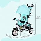 Qaba - Tricycle 6 en 1 pour tout-petits de 1 à 5 ans avec poignée parentale - vert-Dimensions : 40,2 po L x 19,3 po l x 40,2 po H (102L x 49l x 102H cm). 