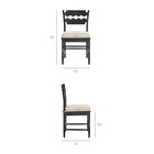 Modway Jax Oak Wood Dining Chair With Wavy Razor Back and Cushion - Black Oatmeal Stripe-Wavy Razor Back