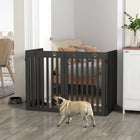 PawHut 80" Extra Wide Freestanding Pet Gate with Support Feet - Black-Duel-sided folding system with quality dual hinges makes it easy to set into different shapes 