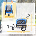 Aosom - Remorque de vélo pour chien 2-en-1, poussette pour animaux, chariot, remorque de vélo, porte-bagages pour voyage avec roue pivotante à 360°, bleu-Le drapeau de sécurité assure une bonne visibilité dans la circulation et en conditions de faible luminosité 