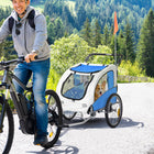 Aosom - Remorque de vélo pour chien 2-en-1 poussette pour animal avec auvent et poches de rangement bleu-Système de suspension pour une conduite en douceur 