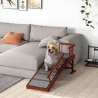PawHut 49" L Wooden Large Dog Ramp - Brown-A low 20° ramp slope with six stripes aids pets in climbing 