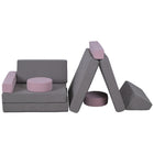 Qaba - Ensemble de construction de fort modulaire pour enfants, canapé et 12 pièces - Gris-L'ensemble de 12 pièces permet de construire des voitures, des châteaux, des fusées et bien plus encore 