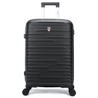 TUCCI Lussore 24" Hardside Check-in Luggage - Black-Designed in Italy – Premium Italian craftsmanship and style. Crafted with a premium polypropylene hardshell that’s flexible, lightweight, and built to last