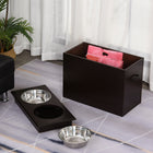 PawHut Elevated Large Dog Bowls with Storage - Coffee-With hollow handles on the sides, you can move the feeder easily 