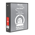 BAZIC Products 1.5" 3-Ring View Binder with 2 Pockets - Black - 6 Pack-Clear View Cover on front, back & side
