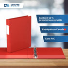 Davis Group Super économie, Reliure à anneaux en “D” inclinés 1 po, paquet de 6 – Rouge-Polypropylène sans PVC
