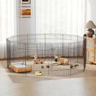 PawHut 36" H Foldable 12 Panel Metal Exercise Pet Playpen - Black-Easy set-up & no tools required for assembly
