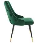 Modway Adorn Performance Velvet Dining Side Chair - Green - 2 Pack-Black Tapered Legs