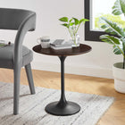 Modway Lippa 20" Round Wood Side Table - Black Cherry-Chip-Resistant Metal Pedestal Base