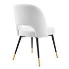 Modway Rouse Performance Velvet Dining Side Chair - White-Splayed and Tapered Legs