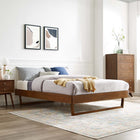 Modway Billie Wood Twin Platform Bed Frame - Walnut-Interchangeable Headboard Options