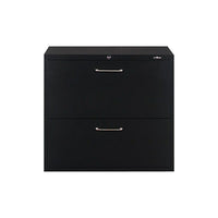 ProSource 30" Lateral File Cabinet, 2-Drawer, Black-Fixed-front drawers with designer-style metal handles