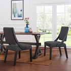 Modway Cambridge Upholstered Fabric Dining Chairs - Grey - 2 Pack-Solid Rubberwood Frame