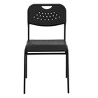 Flash Furniture - Chaise empilable en plastique noir de la série HERCULES, capacité de 880 lb avec dossier ouvert et cadre noir-Finition du cadre enduit de poudre noire avec patins  en plastique