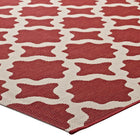 Modway - Cerelia Treillis marocains intérieurs et extérieurs Tapis de 5 pi l x 8 pi L - Rouge et beige-Résistant aux taches / Facile à nettoyer