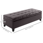 HOMCOM Storage Ottoman Bench with Solid Wood Legs - Brown-Uses flame-retardant PU and sponge, ensuring greater safety and peace of mind