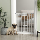 PawHut Pressure-Mounted Dog Gate Auto-Close for 29"-31.5" Wide - White-Door auto-shuts below 90°, remains open when less than 30°