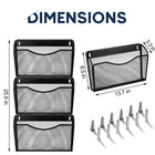 ShoppingAll Wall Mount File Holder with 3 Pack Hanging Single-Pocket Document & Mail Organizer-Letter/A4 capacity-about 13.8" W × 8.6" H × 3.3" D per pocket