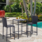 Outsunny 3 Piece Patio Bar Set for Patios Backyards Balcony Gardens Poolside - Black-Made from solid galvanized steel pipe and PE rattan in excellent manufacturing