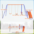 Outsunny - Portique 4 en 1 en métal avec double balançoires, planeur, toboggan - échelle-Tuyaux métalliques robustes pour une utilisation extérieure prolongée 