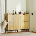 HOMCOM Slim Shoe Storage Cabinet for Entryway and Hallway - Oak-Adjustable dividers for various shoe types or high heels