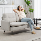 HOMCOM 55" Loveseat Sofa with Tufted Back - Cream White-Four steel legs provide a solid base, and plastic foot pads keep your floor from scratches