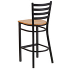 Flash Furniture – Tabouret bistro HERCULES en métal, dossier à traverses, noir, siège en bois naturel (XUDG697BBARNTW)-Siège en bois fini naturel