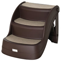 PawHut Foldable 3-Step Pet Stairs with Non-slip Treads - Brown-An ideal solution to allow pets to reach higher surfaces such as beds, sofas and more.