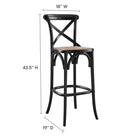 Modway Gear Bar Stool - Black-Elm Wood Construction