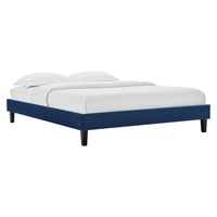 Modway Reign Performance Velvet Full Platform Bed Frame - Navy-Upholstered Full Platform Bed Frame