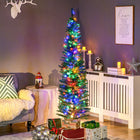HOMCOM 6' Pencil Artificial Christmas Tree with Colourful LED Lights - Green-Colourful LED lights consume little energy and are cool to touch 