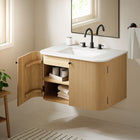 Modway - Zia Fixation murale de 30" Meuble de salle de bain avec lavabo en marbre - Naturel-Charnières à fermeture douce