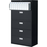 Staples Lateral File Cabinet, 5-Drawer, Black-Positive interlocking system prevents tipping