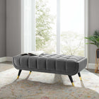 Modway Adept 47.5" Performance Velvet Bench - Grey-Dense Foam Padding for Comfort