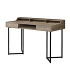 Monarch Specialties 7360 48" Computer Desk - Dark Taupe/Black Metal-2 storage drawers with a push-in mechanism and one open concept middle shelf