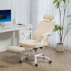 HOMCOM Ergonomic Reclining Office Chair - Beige-Reclines to 135° with a footrest, transforming into a comfy nap bed