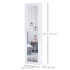 HOMCOM Mirror Jewelry Cabinet with Full Length Mirror - 14.5" L x 3.75" W x 47.75" H - White-Magnetic closure door make easy to open and close 