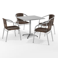 Flash Furniture – Table carrée de 31,5 po en aluminium avec 4 sièges en rotin, intérieur/extérieur (TLH32SQ020CHR4)-Aluminium, plastique, rotin, acier inoxydable
