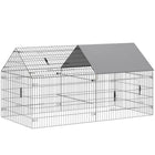 PawHut - poulailler en métal, grand enclos à poules avec couverture résistante à l’eau-Offre près de 23,7 pi² (2,2 ㎡) d’espace ouvert pour des volailles heureuses et actives 
