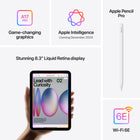 Apple iPad mini 8.3" Liquid Retina Display - Wi-Fi - A17 Pro Chip - 128 GB - iPadOS 18 - Space Grey-Connectivity: Wi-Fi 6E gives you fast wireless connections. Work from almost anywhere with quick transfer of photos, documents and large video files. Get faster USB-C speeds with the USB-C connector